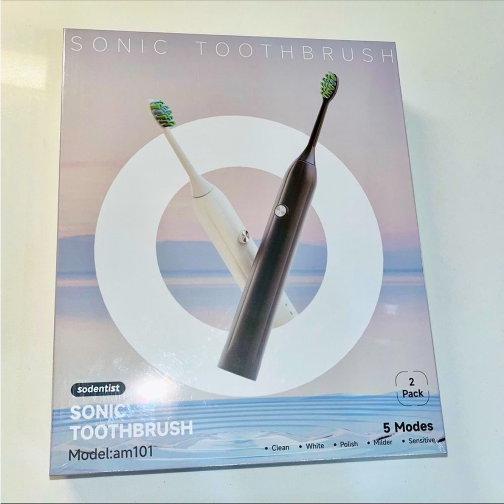 Sodentist Sonic Electric Toothbrush 2 Pack Black & White IOP NWOT